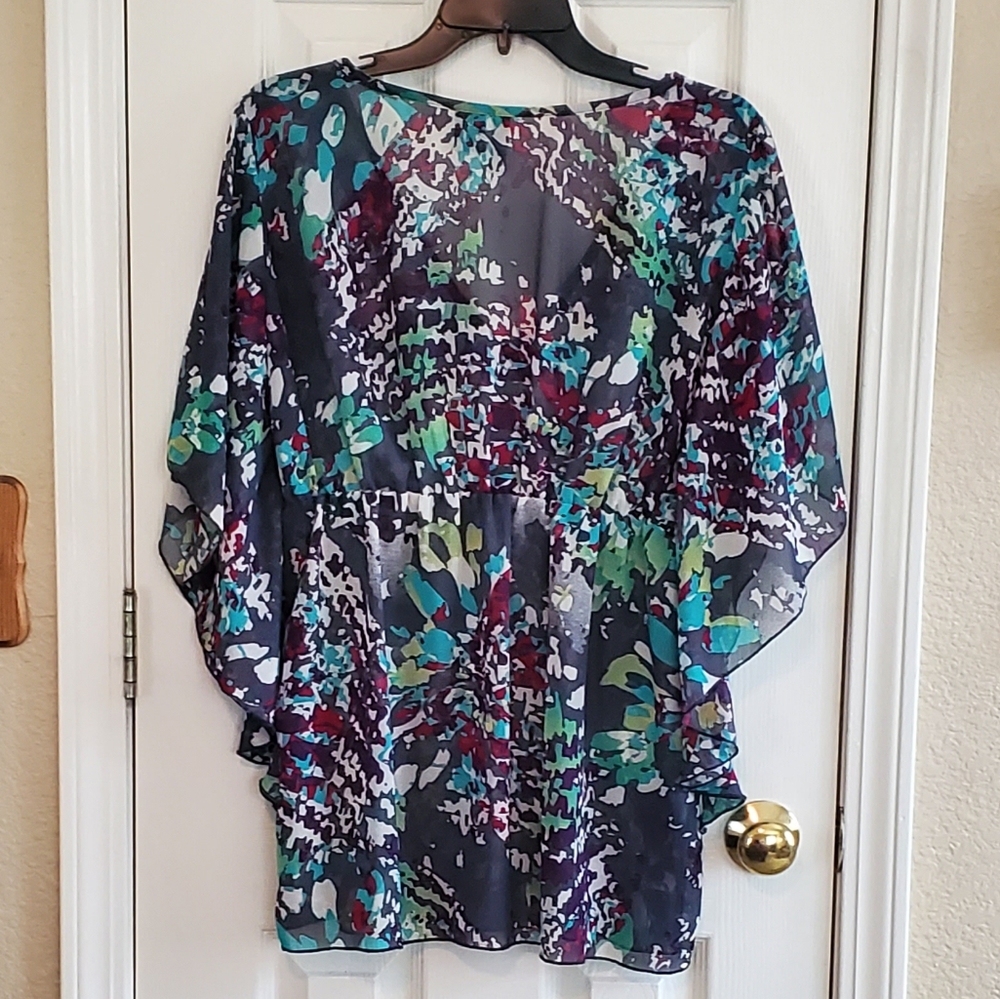 EUC - Full Tilt | Sheer Colorful Blouse Size XL - Picture 2 of 5